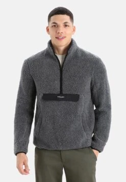 Icebreaker MERINO ICL REALFLEECE HIGH PILE LS HALF ZIP - Fleecepullover - Gritstone Hthr Black