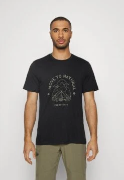 Icebreaker 100% MERINO TECH LITE II SS TEE CANOPY CAMPER - T-Shirt Print - Black