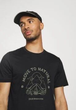 Icebreaker 100% MERINO TECH LITE II SS TEE CANOPY CAMPER - T-Shirt Print - Black -Deutschland Icebreaker Verkaufs-Shop c19e6f68837e403e97e1010c25a15e65