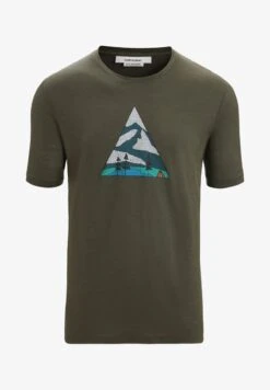 Icebreaker TECH LITE II SS CAMPING GROUNDS - T-Shirt Print - Loden