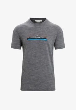 Icebreaker M TECH LITE II SS TEE SKI FIELDS - T-Shirt Print - Gritstone Hthr
