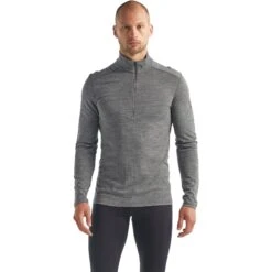 Icebreaker 200 Oasis Half Zip Langarmshirt Herren - Gritstone Hthr