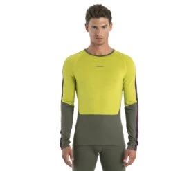 Icebreaker 200 Sonebula Crewe Langarmshirt Herren - Loden/Bio Lime/Nightshade