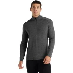 Icebreaker 260 Tech Half Zip Langarmshirt Herren - Gritstone Hthr