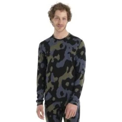 Icebreaker 260 Vertex Crewe Natural Shades Langarmshirt Herren - Schwarz/Loden/Graphite