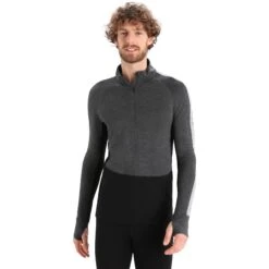 Icebreaker 260 ZoneKnit™ Half Zip Langarmshirt Herren - Jet Hthr/Black/Metro Hthr