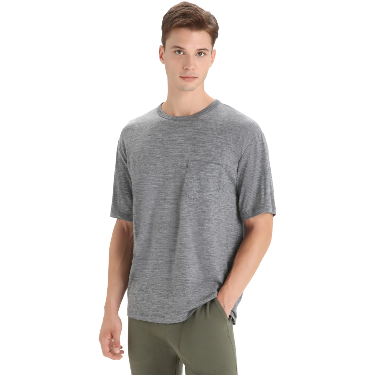 Icebreaker Granary Pocket T-Shirt Herren - Gritstone Hthr 1 Icebreaker Granary Pocket T-Shirt Herren - Gritstone Hthr
