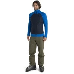 Icebreaker Quantum Hybrid Kapuzenjacke Herren - Lazurite/Midnight Navy -Deutschland Icebreaker Verkaufs-Shop icebreaker mens quantum hybrid long sleeve zip hoodie lazurite midnight navy model 3 1535740