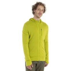 Icebreaker Quantum III Midlayer Jacke Mit Kapuze Herren - Bio Lime/Loden