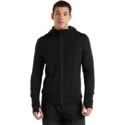 Icebreaker Quantum III Midlayer Jacke Mit Kapuze Herren - Schwarz