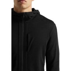 Icebreaker Quantum III Midlayer Jacke Mit Kapuze Herren - Schwarz -Deutschland Icebreaker Verkaufs-Shop icebreaker mens quantum iii long sleeve zip hood midlayer black 5 1040134