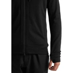 Icebreaker Quantum III Midlayer Jacke Mit Kapuze Herren - Schwarz -Deutschland Icebreaker Verkaufs-Shop icebreaker mens quantum iii long sleeve zip hood midlayer black 6 1040135