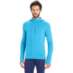 Icebreaker Quantum III Midlayer Jacke Mit Kapuze Herren - Geo Blue/Royal Navy