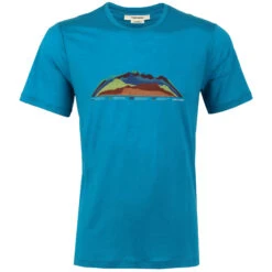 Icebreaker Tech Lite II 7 Mountain Tops T-Shirt Herren - Geo Blue
