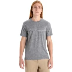 Icebreaker Tech Lite II Cadence Paths T-Shirt Herren - Gritstone Hthr