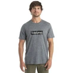 Icebreaker Tech Lite II Natural Shades Logo T-Shirt Herren - Gritstone HTHR