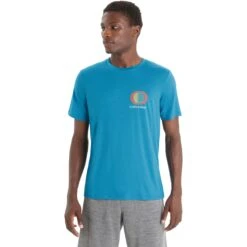 Icebreaker Tech Lite II Spring Glow T-Shirt Herren - Geo Blue