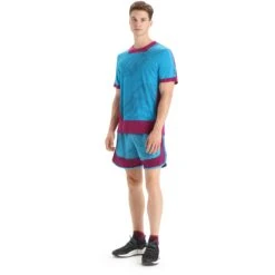 Icebreaker ZoneKnit™ GEODETIC T-Shirt Herren - Geo Blue/Go Berry/AOP -Deutschland Icebreaker Verkaufs-Shop icebreaker mens zoneknit geodetic short sleeve tee geo blue go berry aop 6 1383462