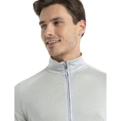 Icebreaker ZoneKnit™ Jacke Herren - Ether/Bio Lime -Deutschland Icebreaker Verkaufs-Shop icebreaker mens zoneknit long sleeve zip jacket ether bio lime model 4 1499306