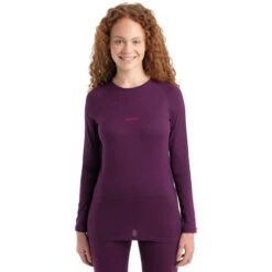 Icebreaker 200 ZoneKnit™ Crewe Langarmshirt Damen - Nightshade/Eletronpnk/CB