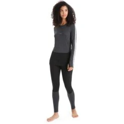 Icebreaker 125 ZoneKnit™ Crewe Langarmshirt Damen - Jet Hthr/Black/Metro Hthr -Deutschland Icebreaker Verkaufs-Shop icebreaker womens 125 zoneknit long sleeve crewe jet hthr black metro hthr 5 1385363