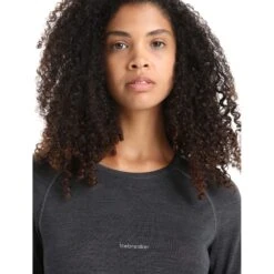 Icebreaker 125 ZoneKnit™ Crewe Langarmshirt Damen - Jet Hthr/Black/Metro Hthr -Deutschland Icebreaker Verkaufs-Shop icebreaker womens 125 zoneknit long sleeve crewe jet hthr black metro hthr 6 1385364