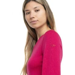 Icebreaker 200 Oasis Crewe Langarmshirt Damen - Electron Pink -Deutschland Icebreaker Verkaufs-Shop icebreaker womens 200 oasis crewe long sleeve shirt electron pink model 4 1499358