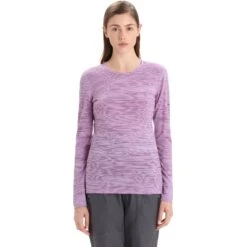 Icebreaker 200 Oasis Crewe Ski Tracks Langarmshirt Damen - Purple Gaze/Go Berry/AOP