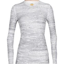 Icebreaker 200 Oasis Crewe Ski Tracks Langarmshirt Damen - Snow/Midnight Navy/AOP