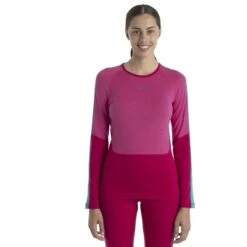 Icebreaker 200 Sonebula Crewe Langarmshirt Damen - Electron Pink/Tempo/Flux Green