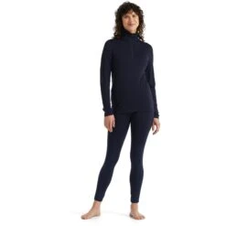 Icebreaker 260 Tech Half Zip Langarmshirt Damen - Midnight Navy -Deutschland Icebreaker Verkaufs-Shop icebreaker womens 260 tech half zip long sleeve shirt midnight navy 5 1039865