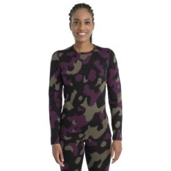 Icebreaker 260 Vertex Crewe Natural Shades Langarmshirt Damen - Schwarz/Loden/Nightshade/Jet HTHR