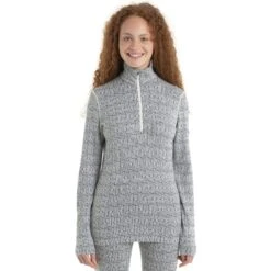 Icebreaker 260 Vertex Half Zip Herenga Langarmshirt Damen - Snow/Schwarz