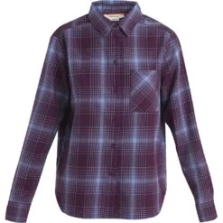 Icebreaker Dawnder Kariertes Flanellhemd Damen - Nightshade/Kyanite -Deutschland Icebreaker Verkaufs-Shop icebreaker womens dawnder long sleeve plaid flannel shirt nightshade kyanite 1 1488681
