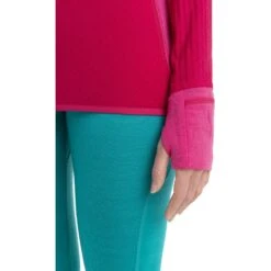 Icebreaker Descender Fleecejacke Damen - Electron Pink/Tempo -Deutschland Icebreaker Verkaufs-Shop icebreaker womens descender long sleeve zip electron pink tempo model 6 1498652