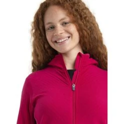 Icebreaker Descender Fleecejacke Mit Kapuze Damen - Electron Pink/Tempo -Deutschland Icebreaker Verkaufs-Shop icebreaker womens descender zip hood long sleeve midlayer electron pink tempo model 5 1498663