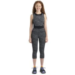 Icebreaker Fastray Topo Lines High Rise 3/4 Leggings Damen - Schwarz/Snow/AOP -Deutschland Icebreaker Verkaufs-Shop icebreaker womens fastray topo lines high rise 3 4 tights black snow aop model 3 1498699