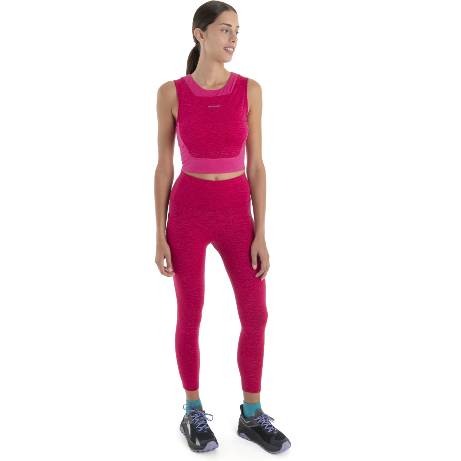 Icebreaker Fastray Topo Lines High Rise Leggings Damen - Electron Pink/Tempo/AOP 5 Icebreaker Fastray Topo Lines High Rise Leggings Damen - Electron Pink/Tempo/AOP – Bild 5