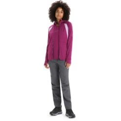 Icebreaker Quantum ZoneKnit™ Kapuzenjacke Damen - Go Berry/Purple Gaze -Deutschland Icebreaker Verkaufs-Shop icebreaker womens merino quantum zoneknit long sleeve zip hoodie go berry purple gaze 5 1384487