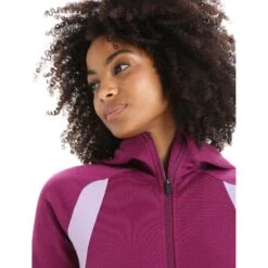 Icebreaker Quantum ZoneKnit™ Kapuzenjacke Damen - Go Berry/Purple Gaze -Deutschland Icebreaker Verkaufs-Shop icebreaker womens merino quantum zoneknit long sleeve zip hoodie go berry purple gaze 6 1384488