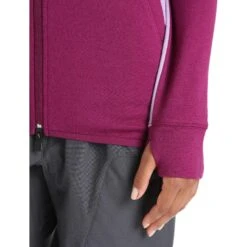 Icebreaker Quantum ZoneKnit™ Kapuzenjacke Damen - Go Berry/Purple Gaze -Deutschland Icebreaker Verkaufs-Shop icebreaker womens merino quantum zoneknit long sleeve zip hoodie go berry purple gaze 8 1384490