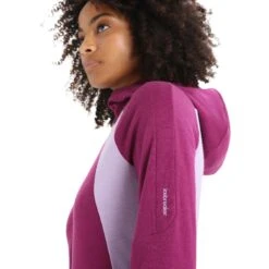 Icebreaker Quantum ZoneKnit™ Kapuzenjacke Damen - Go Berry/Purple Gaze -Deutschland Icebreaker Verkaufs-Shop icebreaker womens merino quantum zoneknit long sleeve zip hoodie go berry purple gaze 9 1384491