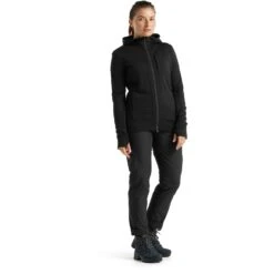 Icebreaker Quantum III Midlayer Jacke Mit Kapuze Damen - Schwarz -Deutschland Icebreaker Verkaufs-Shop icebreaker womens quantum iii long sleeve zip hood midlayer black 6 1038245