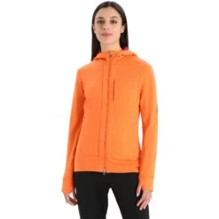Icebreaker Quantum III Midlayer Jacke Mit Kapuze Damen - Flash/Cherry