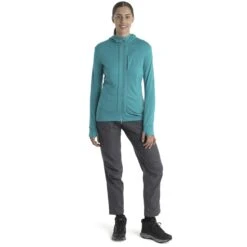 Icebreaker Quantum III Midlayer Jacke Mit Kapuze Damen - Flux Green/Ether -Deutschland Icebreaker Verkaufs-Shop icebreaker womens quantum iii long sleeve zip hood midlayer flux green ether model 3 1535759