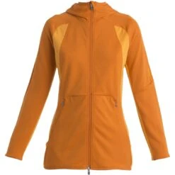 Icebreaker Quantum ZoneKnit™ Kapuzenjacke Damen - Earth/Solar -Deutschland Icebreaker Verkaufs-Shop icebreaker womens quantum zoneknit long sleeve zip hoodie earth solar 1 1488265