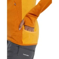 Icebreaker Quantum ZoneKnit™ Kapuzenjacke Damen - Earth/Solar -Deutschland Icebreaker Verkaufs-Shop icebreaker womens quantum zoneknit long sleeve zip hoodie earth solar model 4 1535779