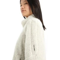 Icebreaker RealFleece™ High Pile Fleecejacke Damen - Ecru Hthr/Snow -Deutschland Icebreaker Verkaufs-Shop icebreaker womens realfleece high pile long sleeve zip ecru hthr snow 6 1270347