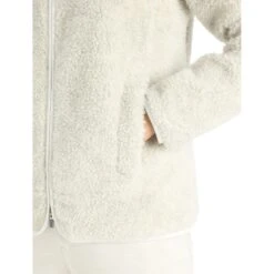 Icebreaker RealFleece™ High Pile Fleecejacke Damen - Ecru Hthr/Snow -Deutschland Icebreaker Verkaufs-Shop icebreaker womens realfleece high pile long sleeve zip ecru hthr snow 7 1270348