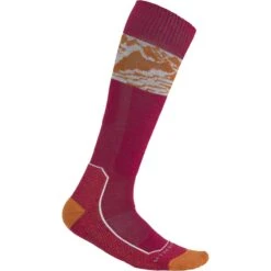 Icebreaker Ski+ Light OTC Alps 3D Socken Damen - Electron Pink/Earth/Snow